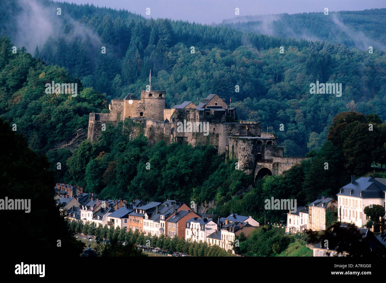 Belgium, Wallonia, the medieval castle and village of Bouillon Stock