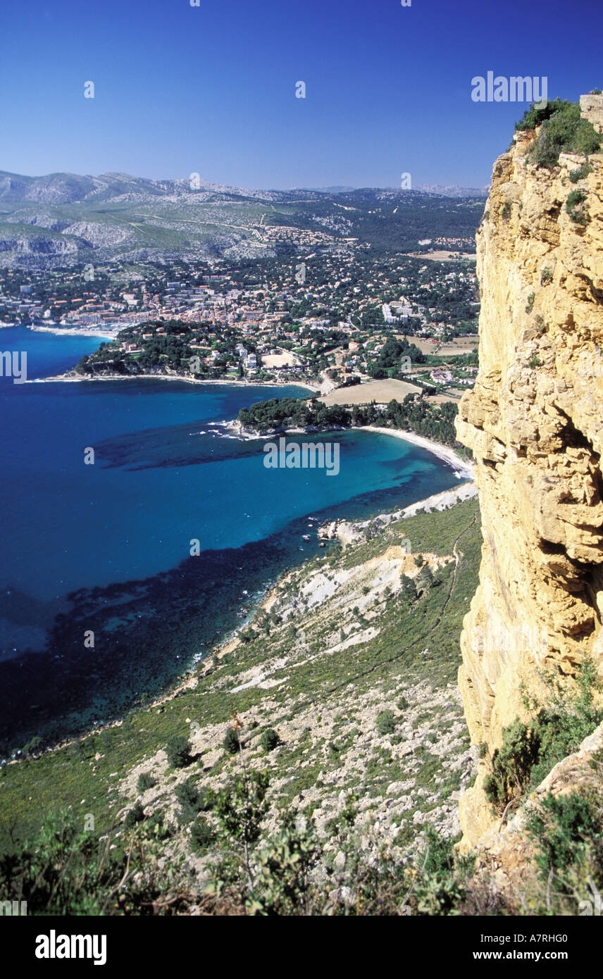 France, Bouches du Rhone, view of Cassis city from Canaille Cape Stock Photo