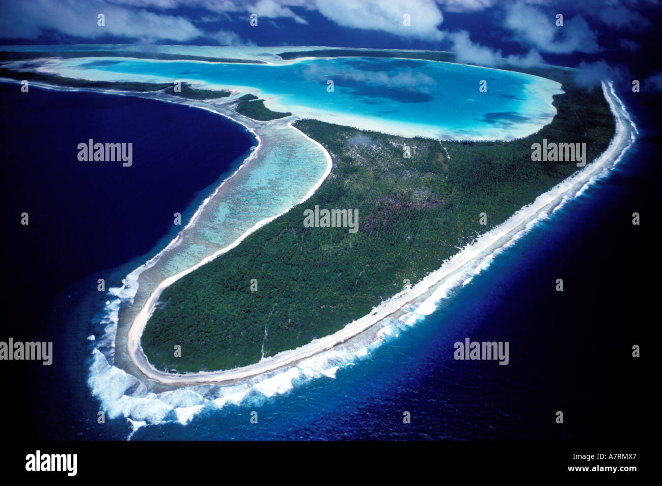 French Polynesia, Tupai atoll near Bora Bora island (aerial view Stock
