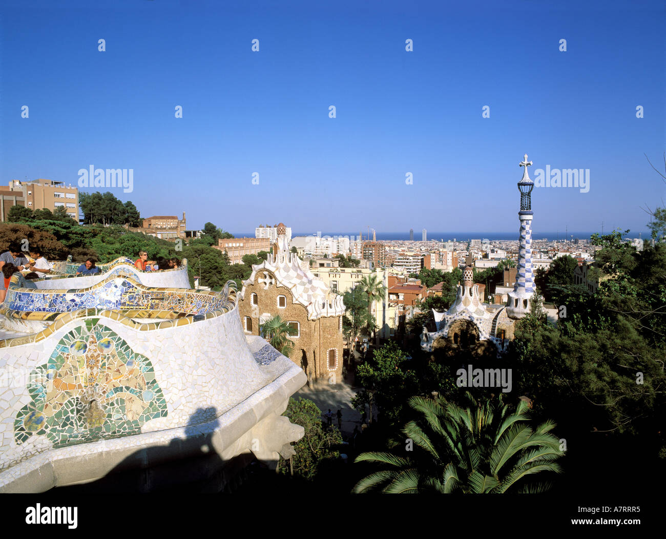 Spain, Catalonia, Barcelone, Guell park by architect Antoni Gaudi Stock Photo