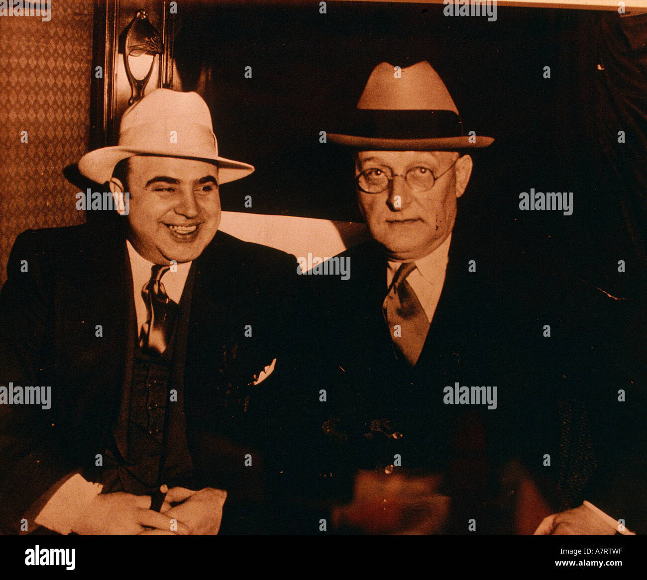 United States, Illinois, Chicago downtown, Al Capone museum, Al Capone with the chief of the Police Stock Photo