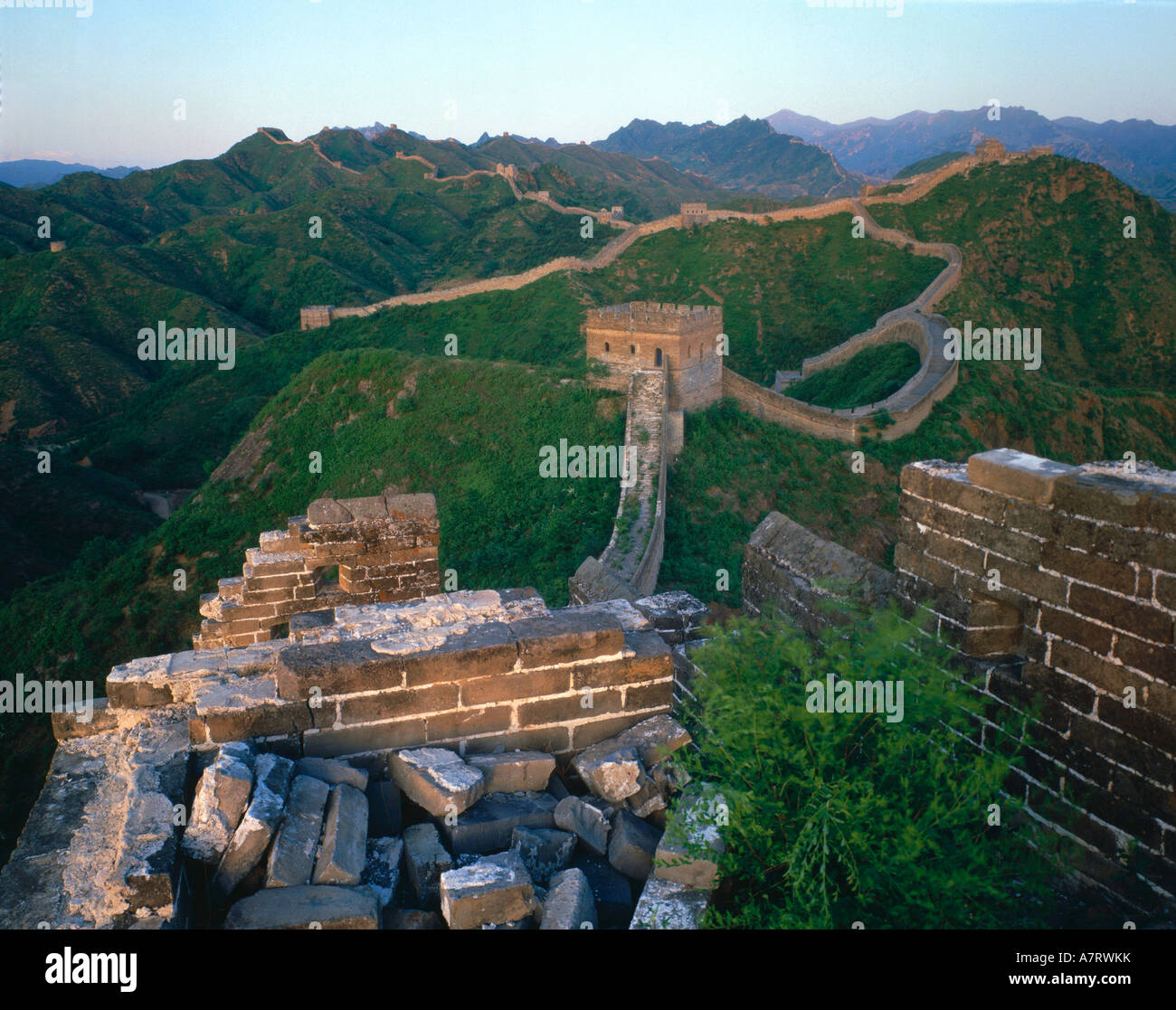 Ancient wall on mountain range, Great Wall Of China, Beijing, China Stock Photo
