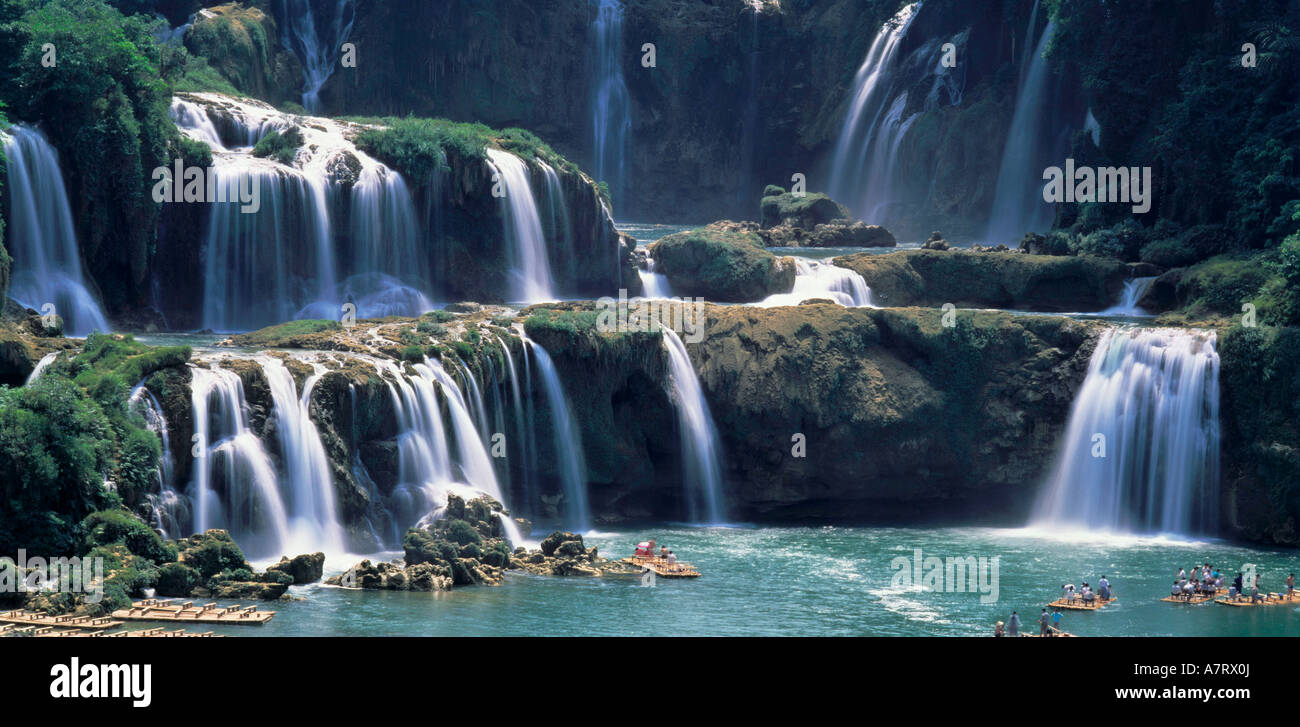 Panoramic view of waterfalls China Stock Photo