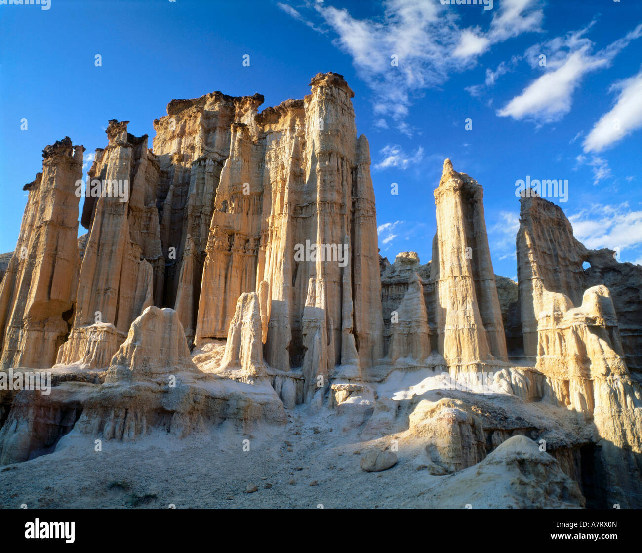 Low angle view of rock formations against sky, China Stock Photo