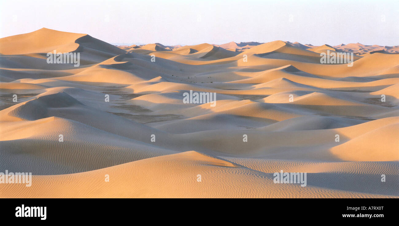 Panoramic view of sand dunes, China Stock Photo