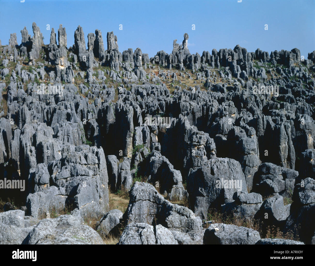 Rock formations on landscape, China Stock Photo