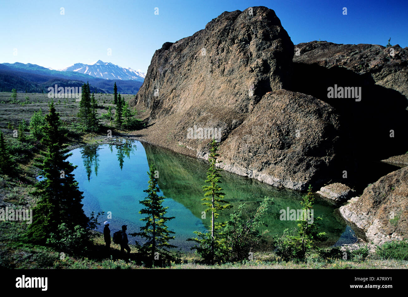 Canada, Yukon, Alsek River, the old lava allowed the formation of a ...