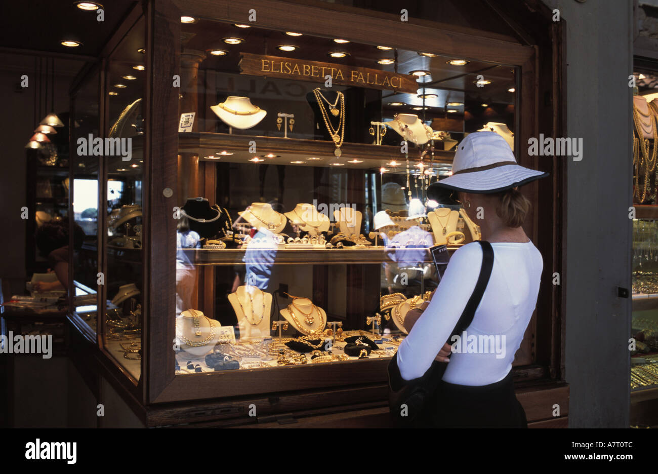 Italy, Tuscany, Florence, jewellery on the Ponte Vecchio Stock Photo