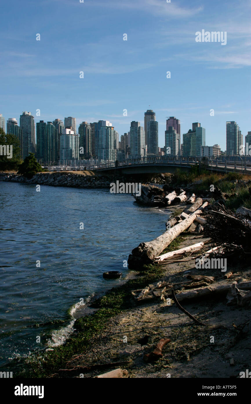 High rise apartments viewed from Stanley Park Vancouver Canada Stock