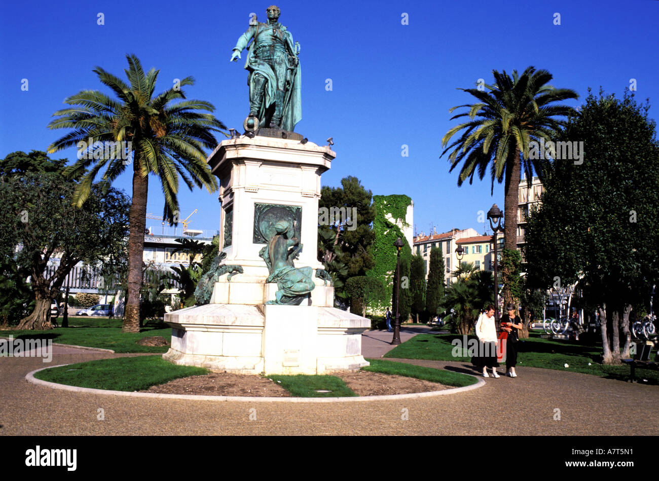 France, Alpes Maritimes, Nice, statue of Andre Massena in Leclerc public garden Stock Photo