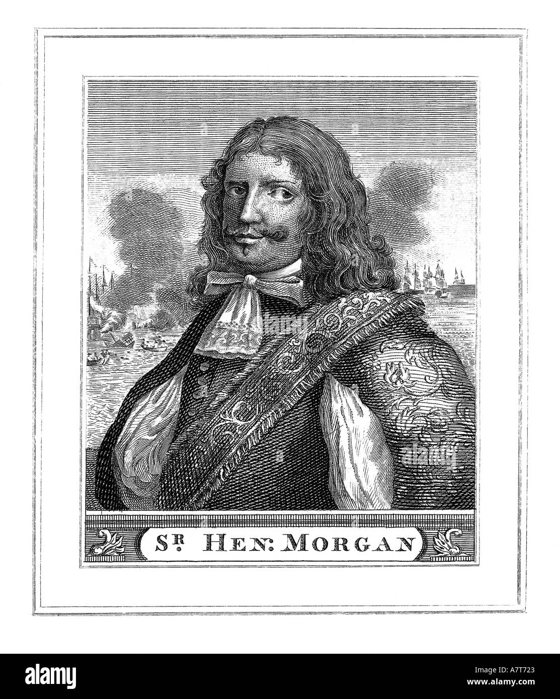 Portrait of Sir Henry Morgan c 1635 1688 Engraving Stock Photo