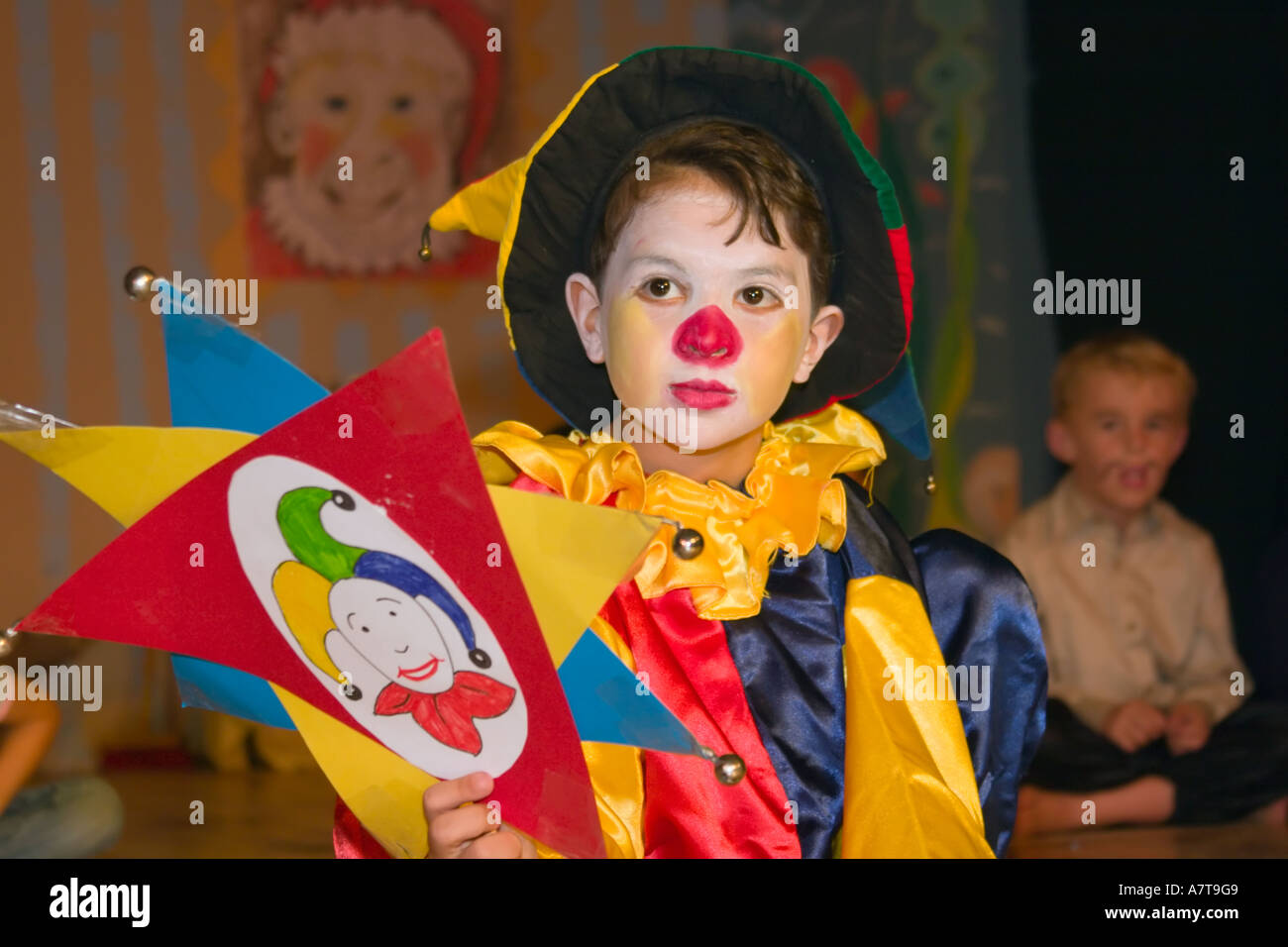 young boy dressed up for school play Stock Photo