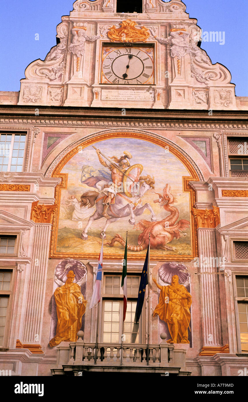 Italy, Liguria, Genoa, the San Giorgio Palace built in 1260 Stock Photo