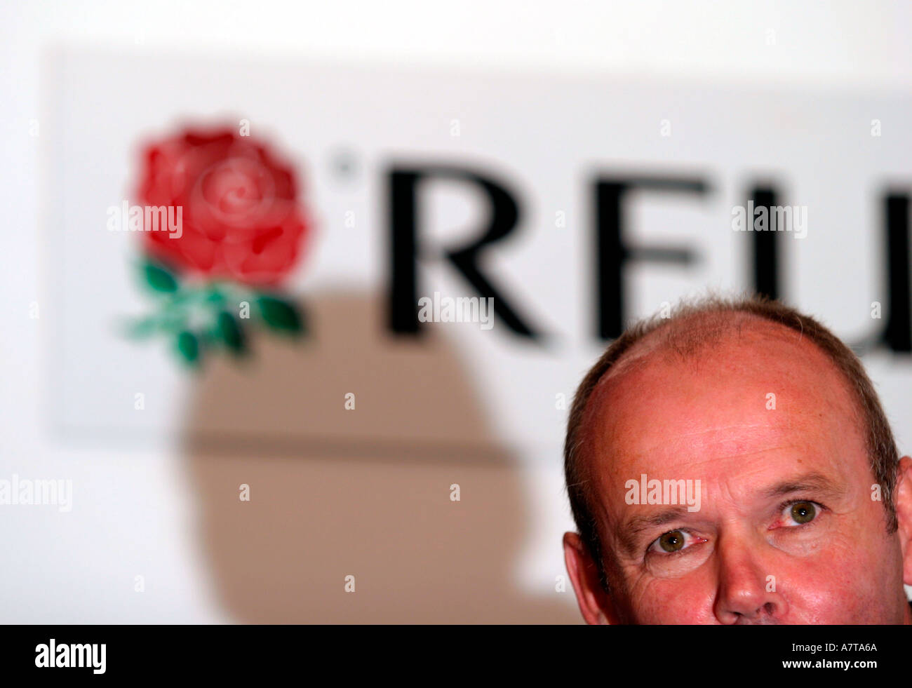 Clive Woodward England Rugby coach at his resignation press conference September 2004 Twickenham Stock Photo