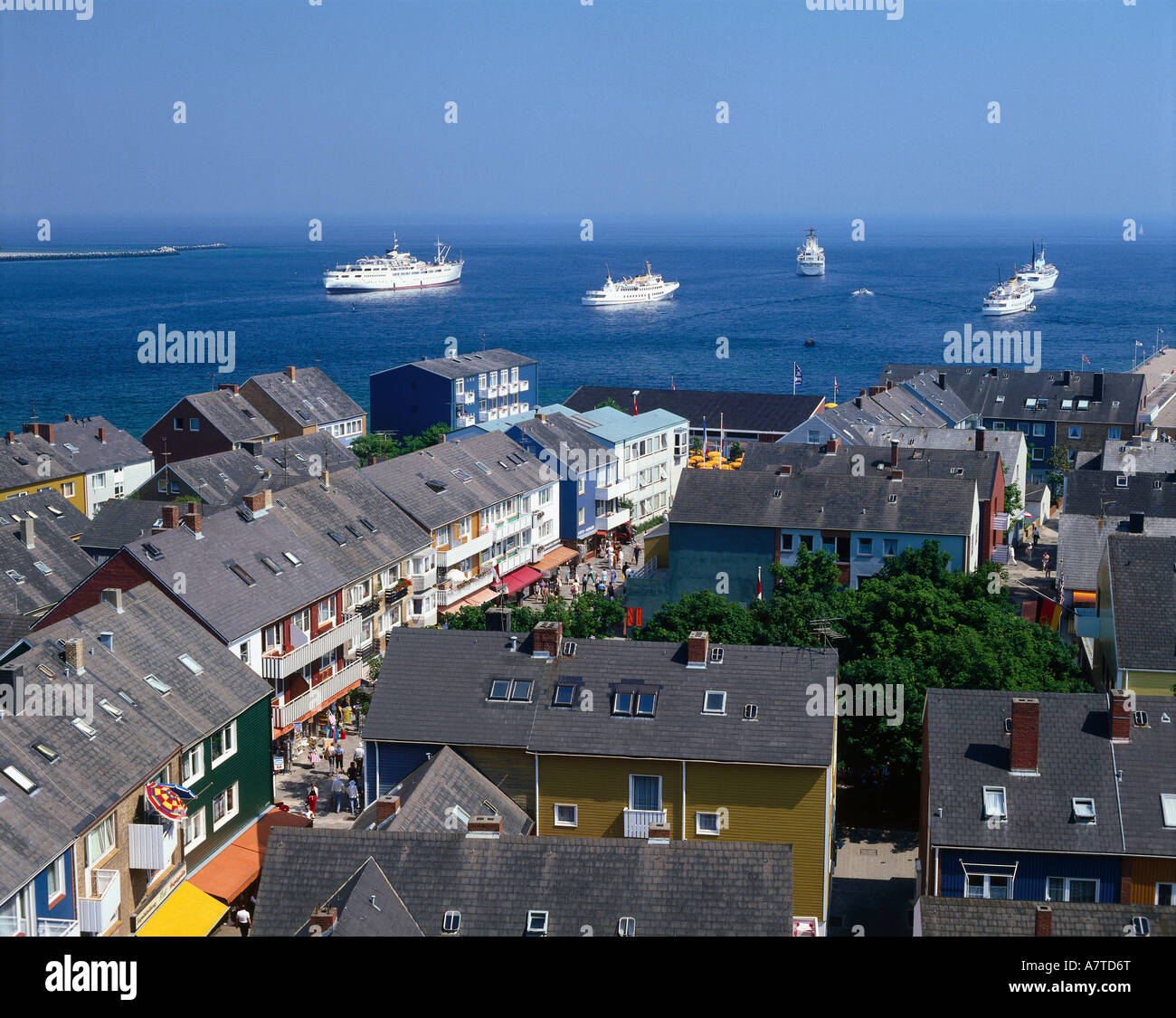 Ships in harbor, BRD. Northern sea, Helgoland, Germany Stock Photo