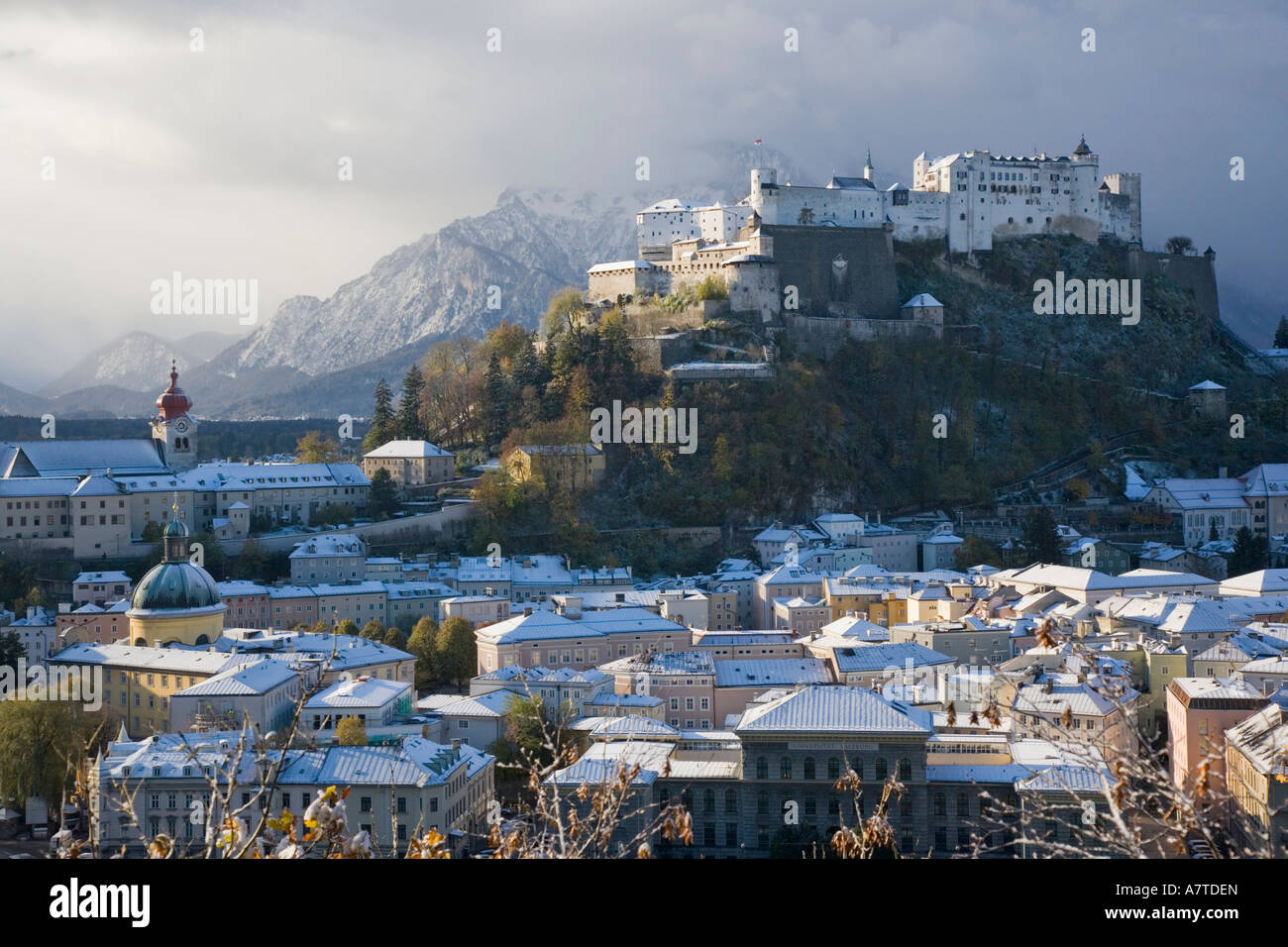 Castle on hill, Hohensalzburg Fortress, Salzburg, Austria Stock Photo