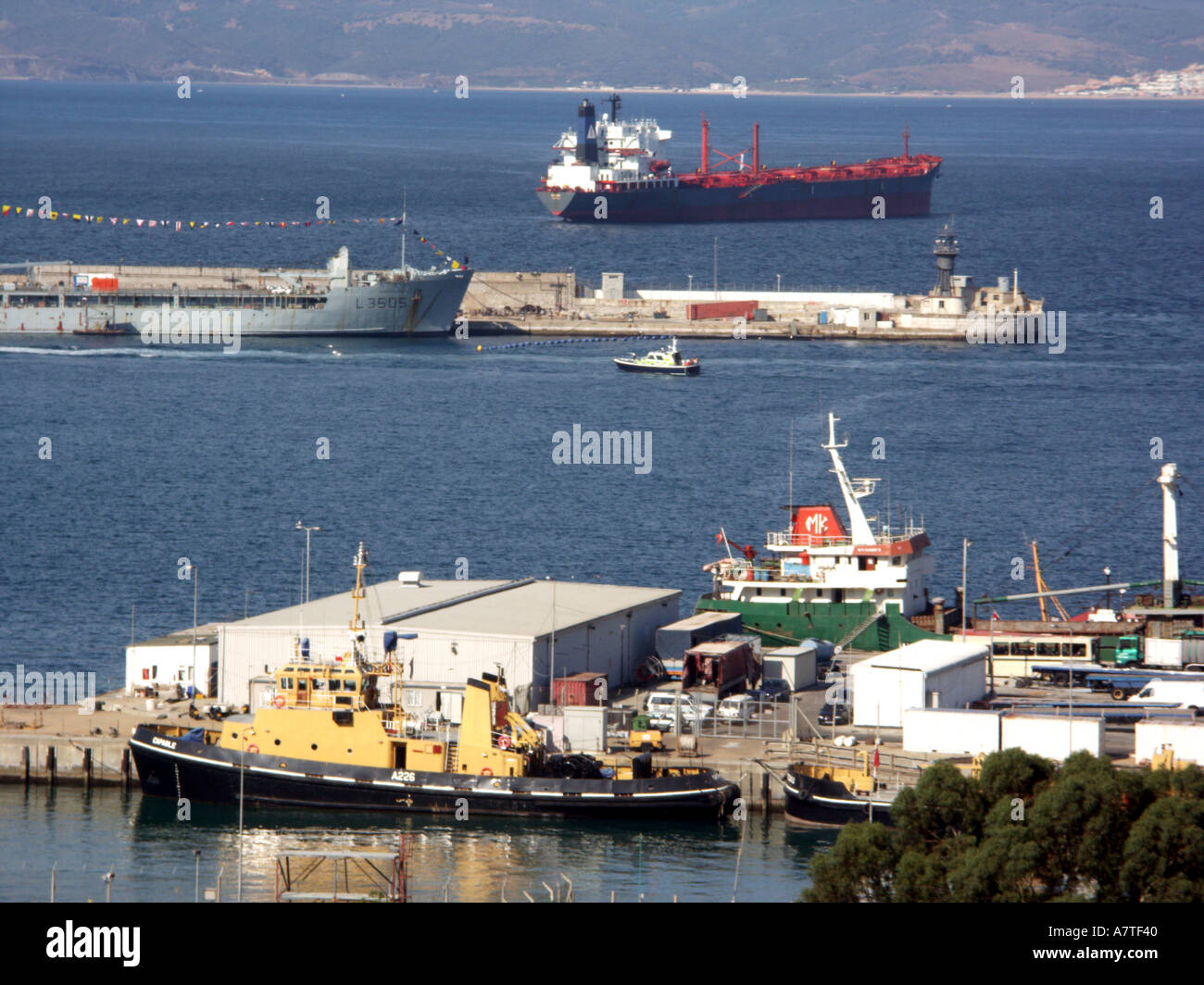 Boats in the Early morning at Queensway Wharf Gibraltar Stock Photo Alamy