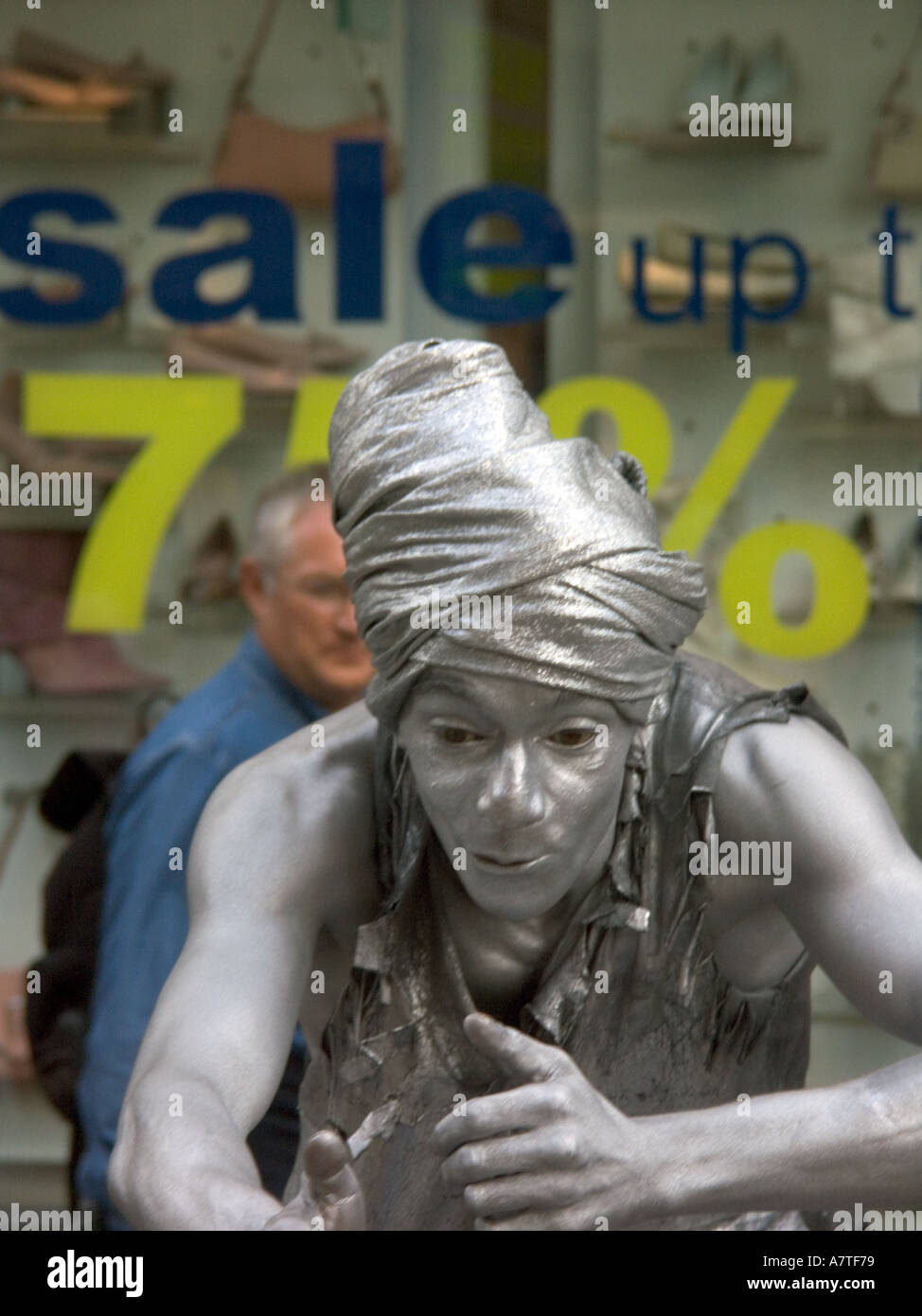 Silver Painted Street performer entertainer Covent Garden London WC2