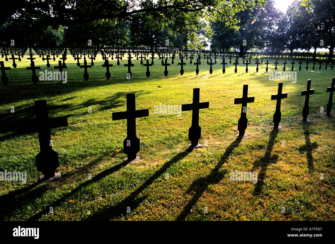France, Aisne, German military cemetery which adjoins Malmaison's fort on the Chemin des Dames Stock Photo