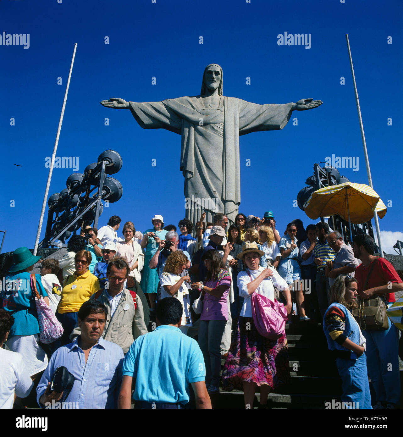 Tourists Near Jesus Christ Statue Christ The Redeemer Rio De Janeiro Brazil Stock Photo Alamy