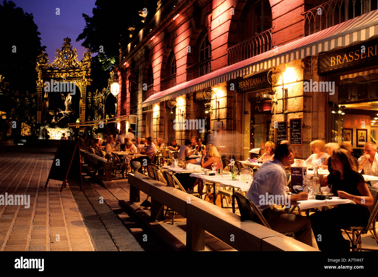 France, Meurthe et Moselle, Nancy, Jean Lamour Brasserie on Place Stanislas  Stock Photo - Alamy