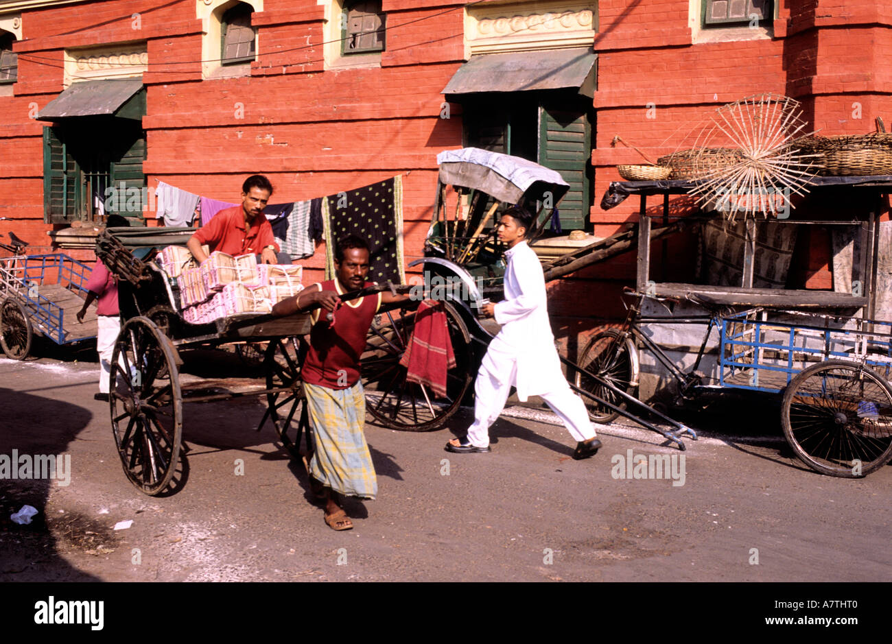 India, West Bengal, Calcutta (Kolkata), horse-man Stock Photo