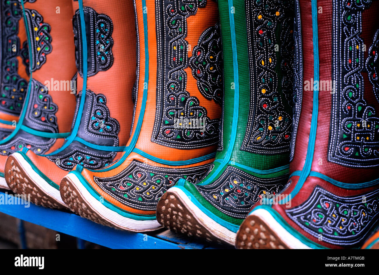 Mongolia, Ulan Bator, black market, Mongol boots Stock Photo: 6806282