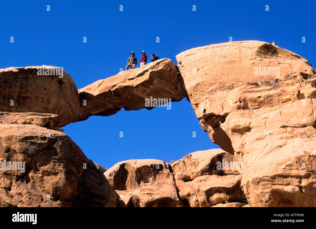 Jordan, Wadi Rum, the stone bridge of Um Fruth Stock Photo