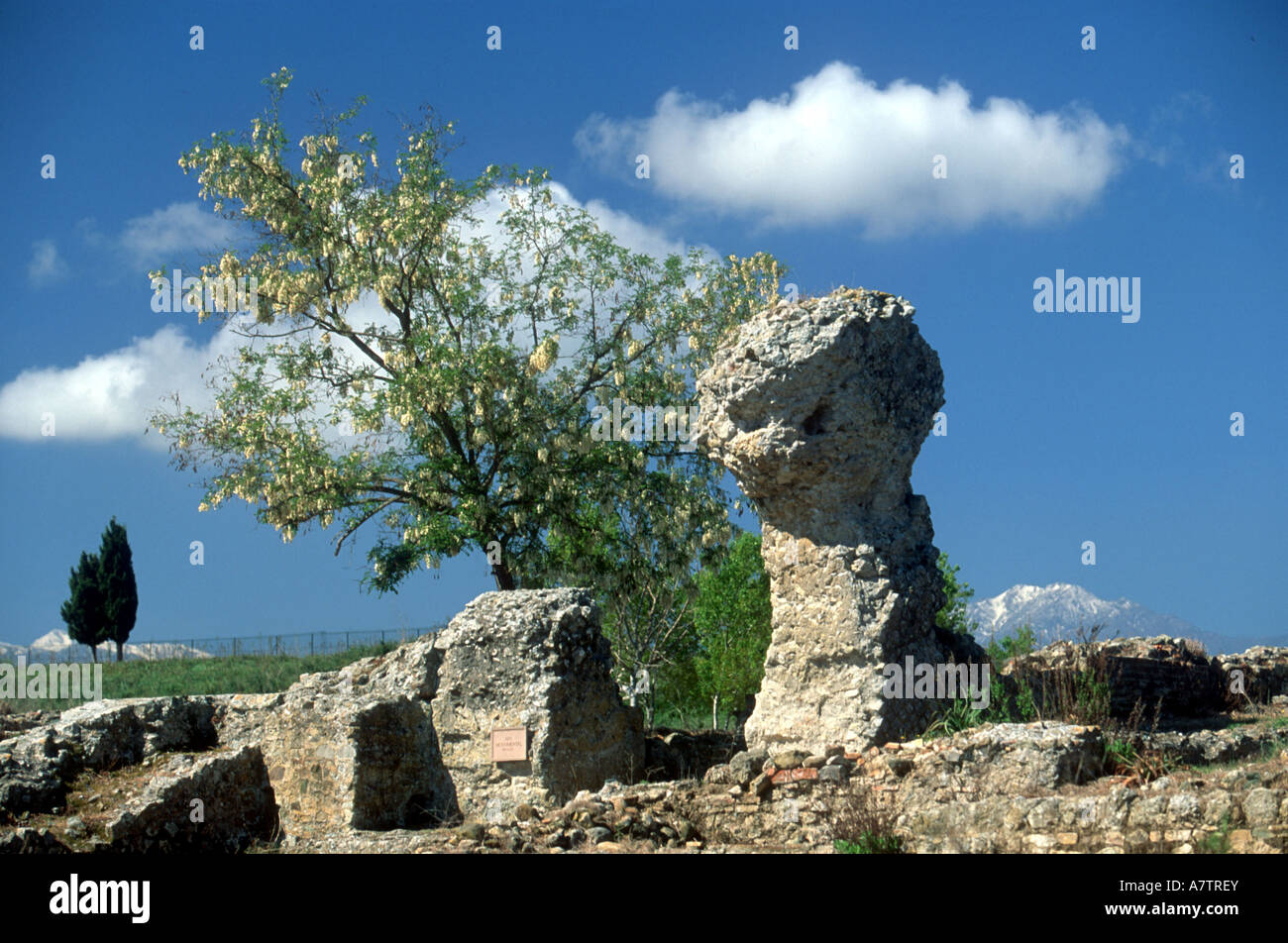 Rock formation on hill, Aleria, France Stock Photo