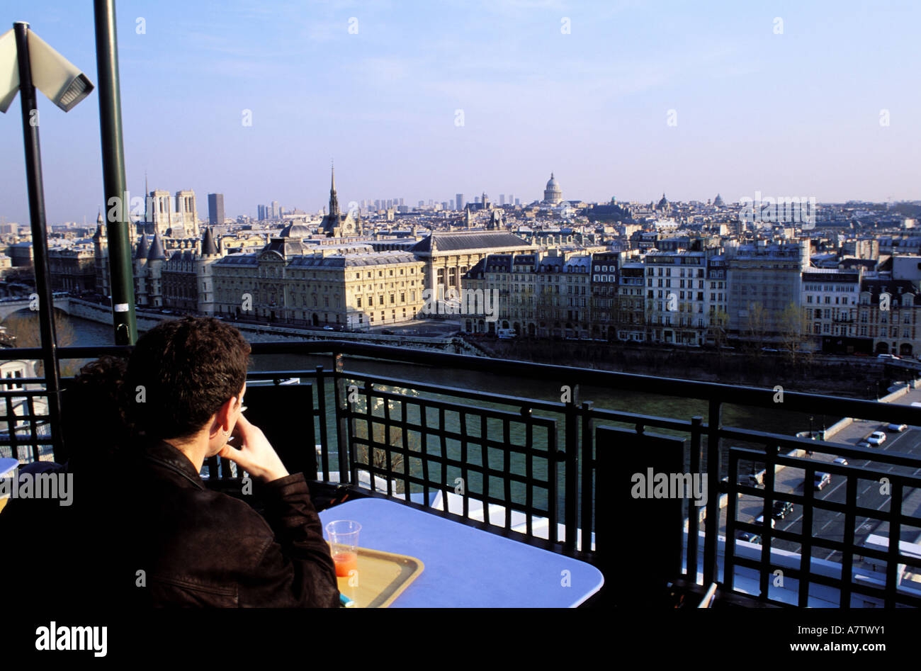 France, Paris, panorama from the terrace of Samaritaine department store  cafe (archives picture taken before store closes Stock Photo - Alamy