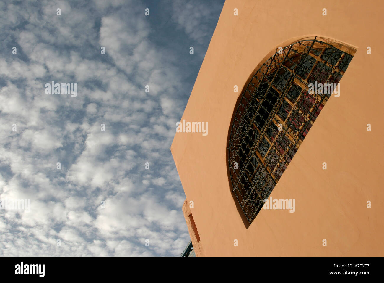 Art deco building and sky Taghazout Morocco Stock Photo