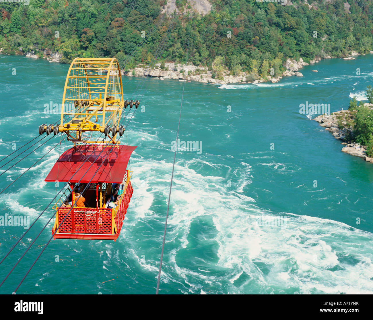 CANADA ONTARIO NIAGARA FALLS  WHIRLPOOL RAPIDS AND SPANISH AERO CAR Stock Photo