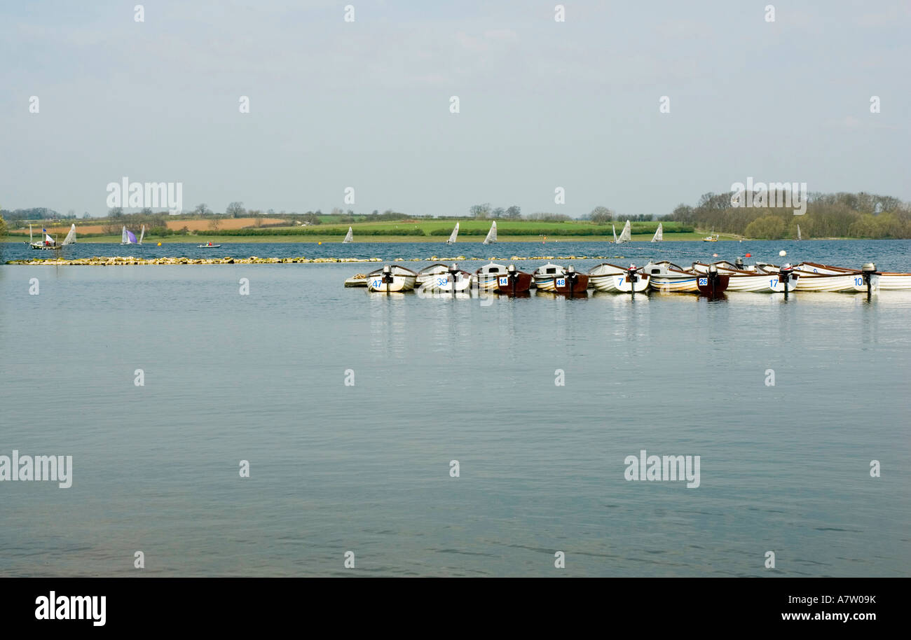 Boat Rowing Rutland A line of fishing boats for hire on Rutland Water Stock Photo - Alamy