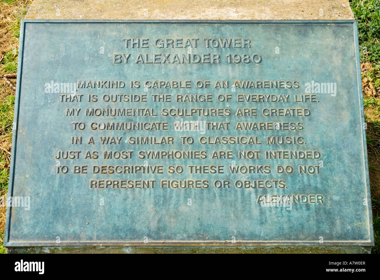 Plaque of The Great Tower By Alexandra 1980 Rutland Water Stock Photo