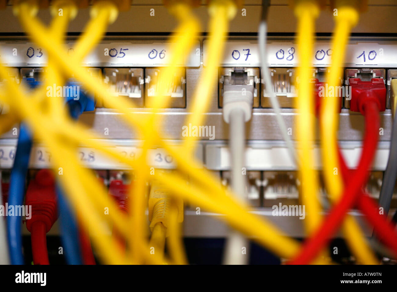 Closeup of computer cables Stock Photo Alamy