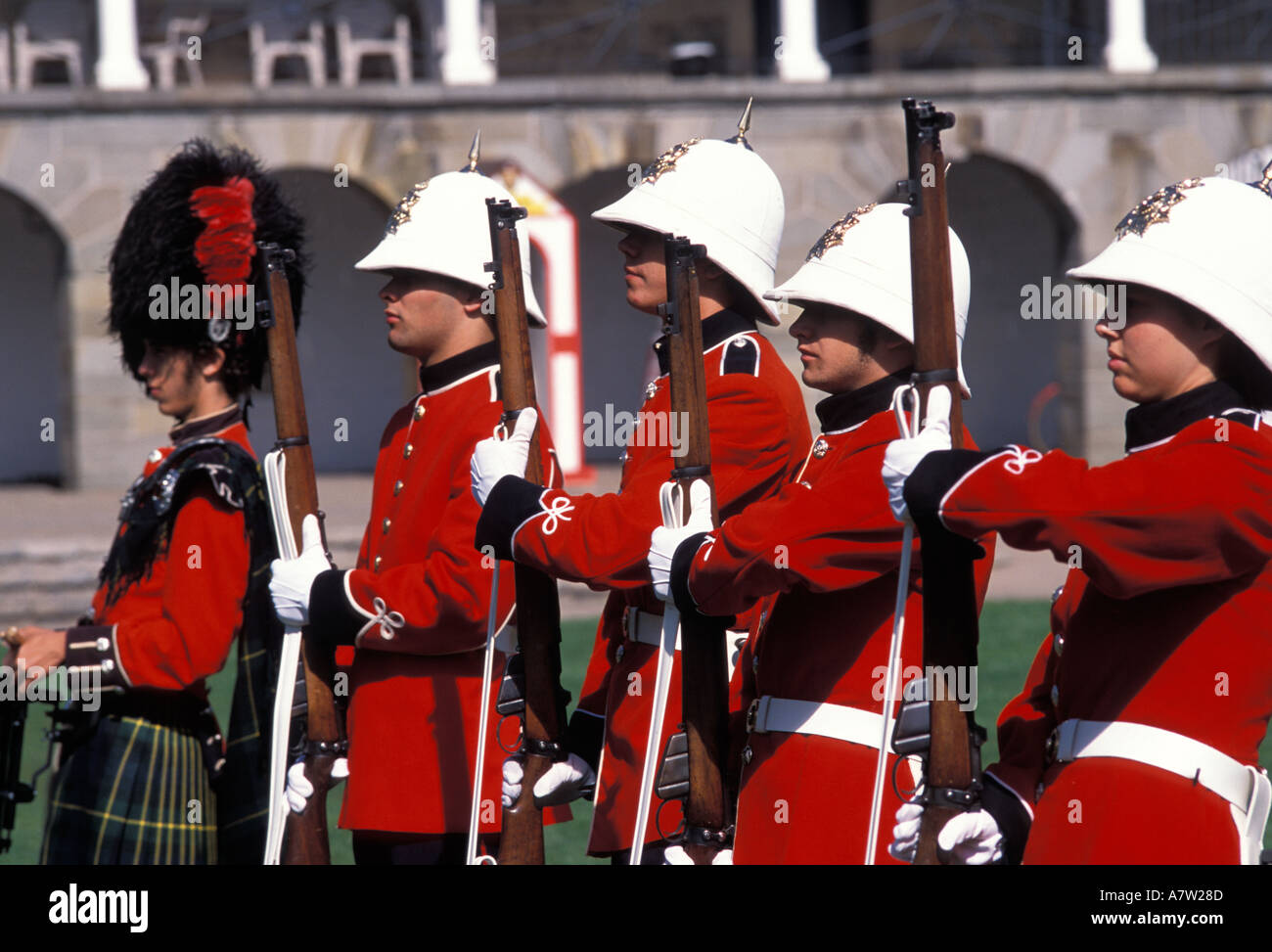 19th Century British Colonial Regiment actors in Fredericton New Brunswick Canada Stock Photo