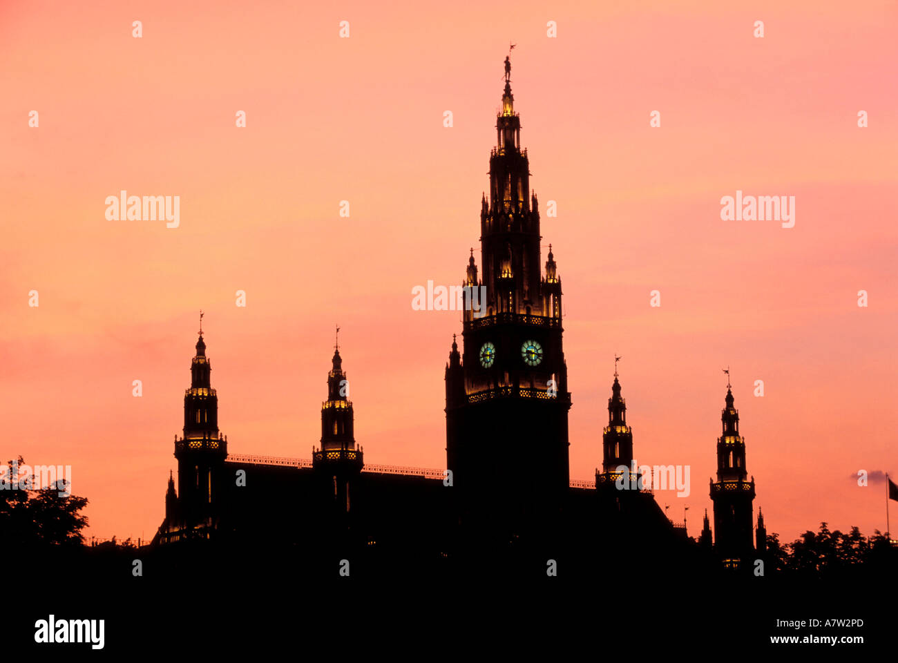 Town Hall Tower Silhouette High Resolution Stock Photography and Images ...