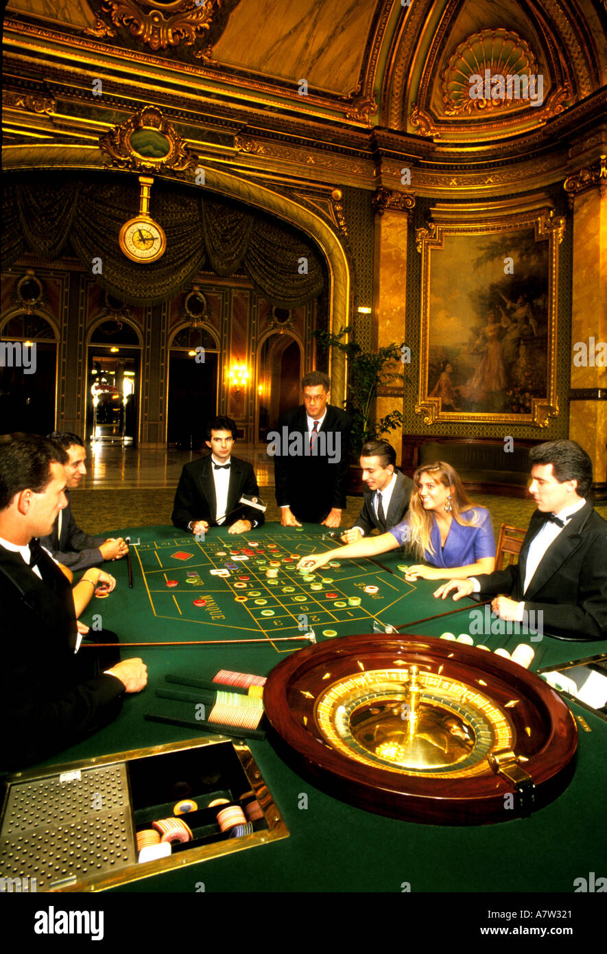 Roulette playing at Monte Carlo casino Monaco Stock Photo Alamy
