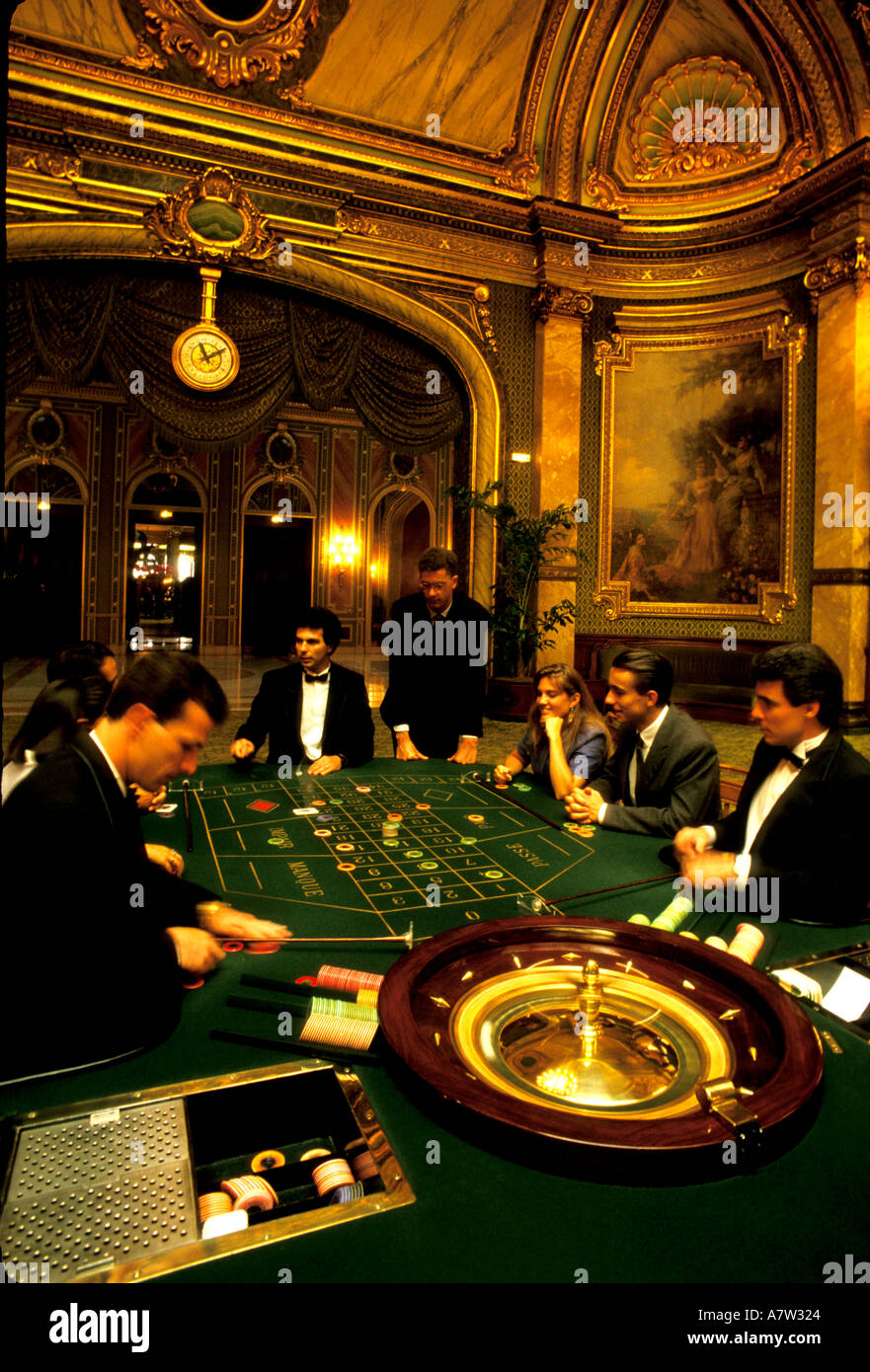 Roulette playing at Monte Carlo casino Monaco Stock Photo Alamy