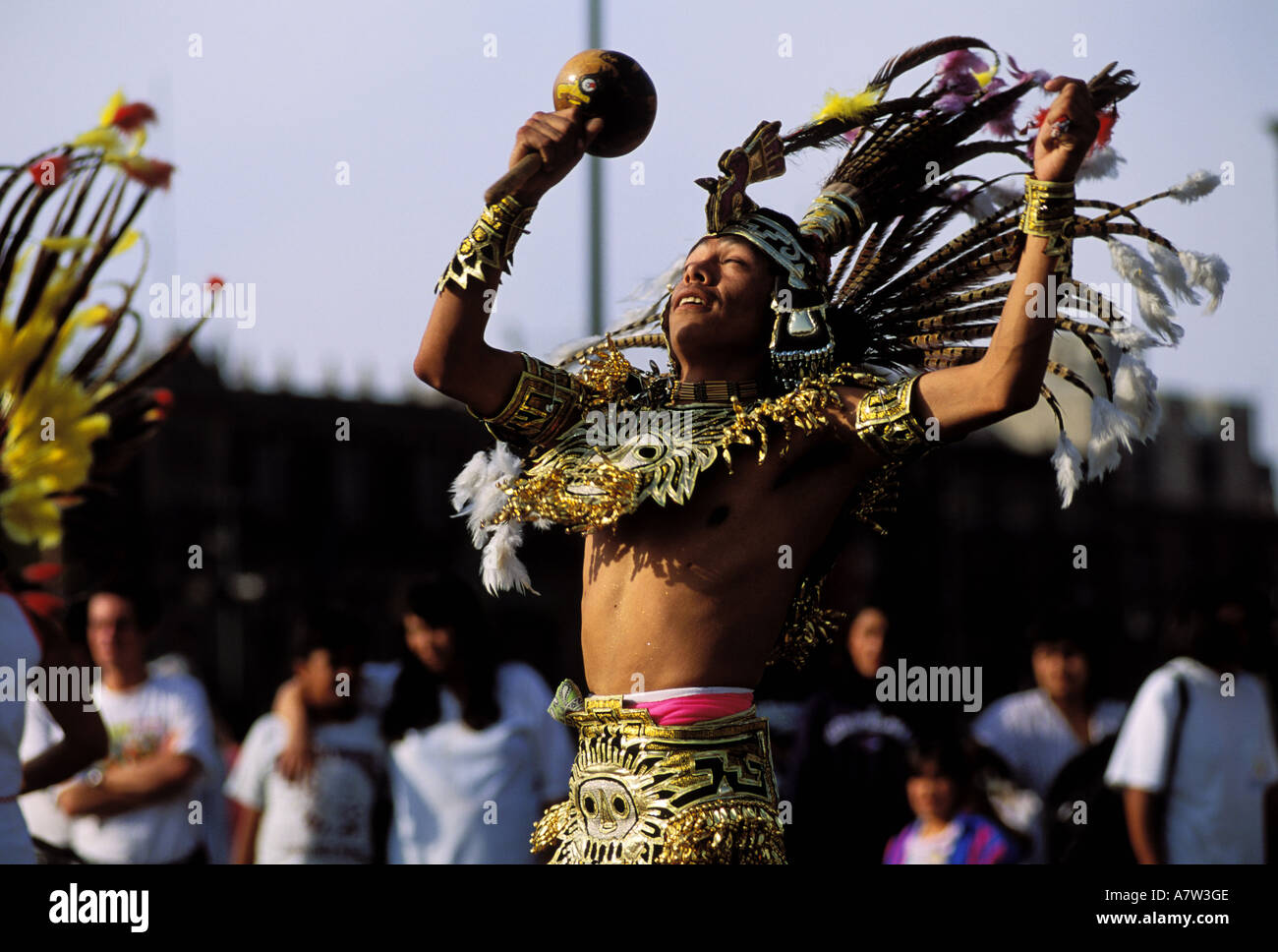 Mexico, Federal District, Mexico City, Aztec dancer Stock Photo