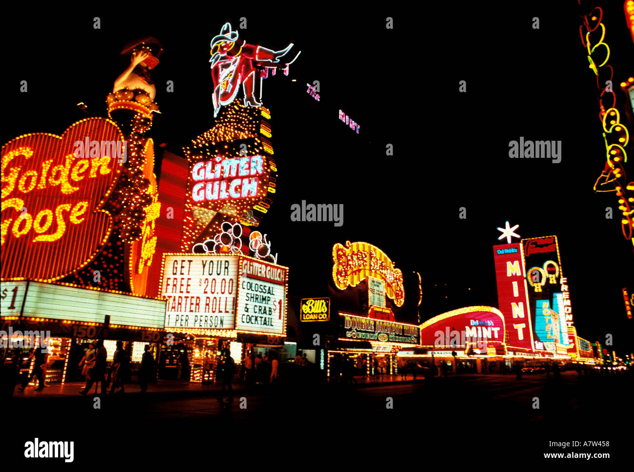 Glitter Gulch at night has famous neon displays Glitter Gulch at night gambling Las Nevada Stock Photo - Alamy
