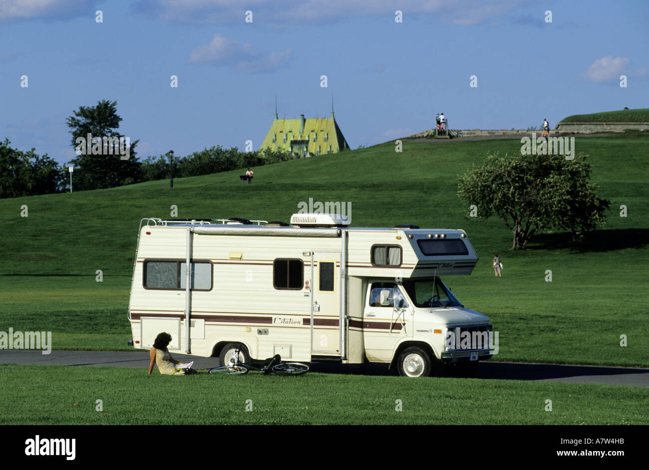 Canada, Quebec Province, Quebec city, motor home stationed on the Plains of Abraham Stock Photo