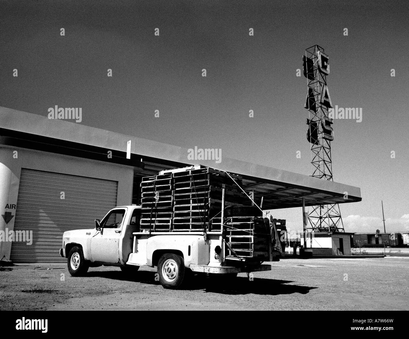 Pick-up truck at a gas station in Nevada, USA Stock Photo