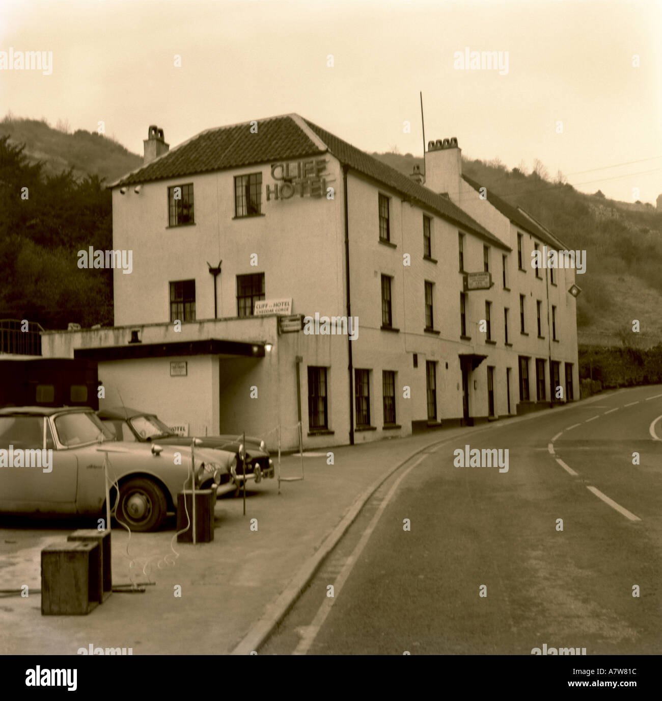 Cliffs Hotel public house Cheddar Gorge Somerset England pre 1973 in 6x6 number 0041 Stock Photo
