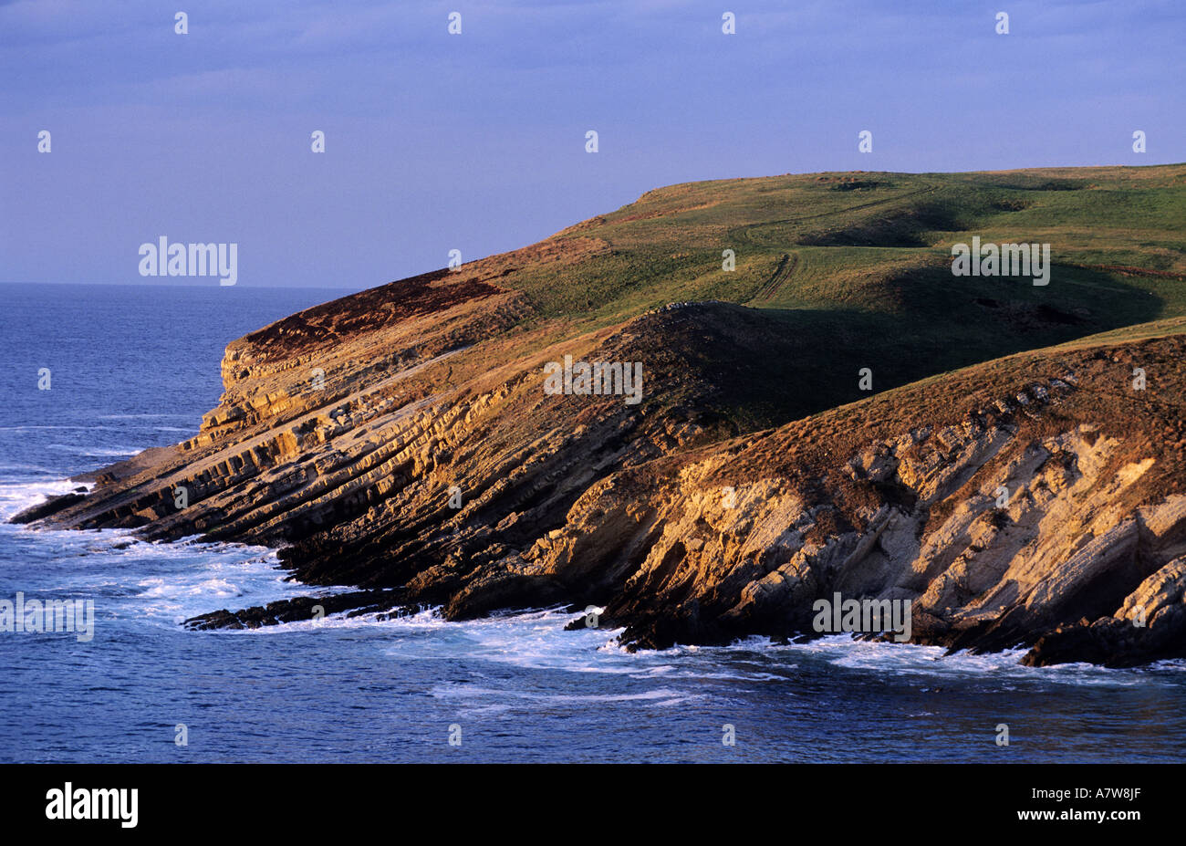 Spain, Asturias, Cantabrian coast, cliffs along the Atlantic Ocean shore Stock Photo