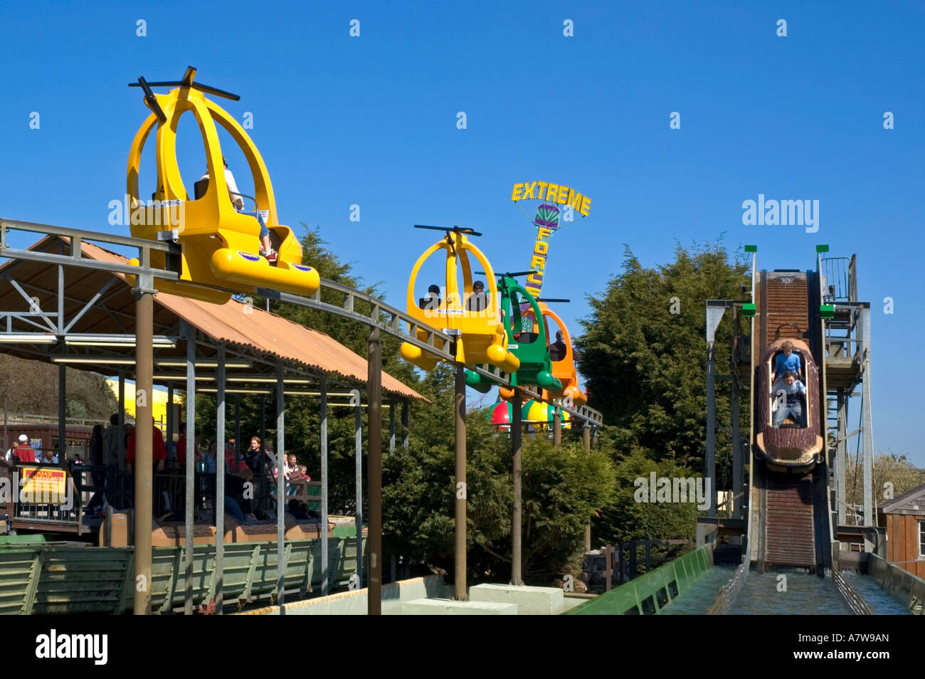 fairground rides at flambards theme park near helston,cornwall,england ...