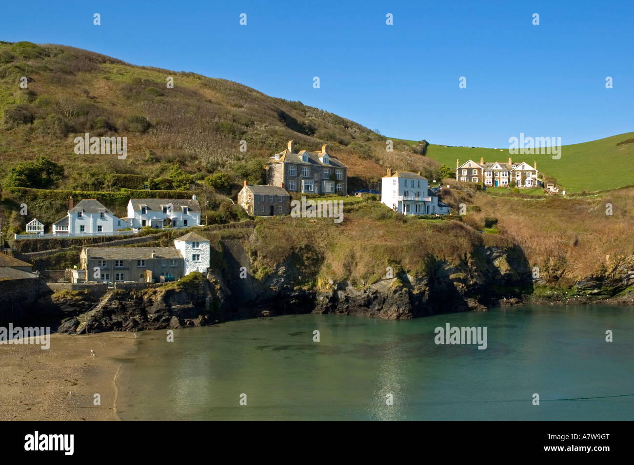 house overlooking the harbour at port isaac,north cornwall,england