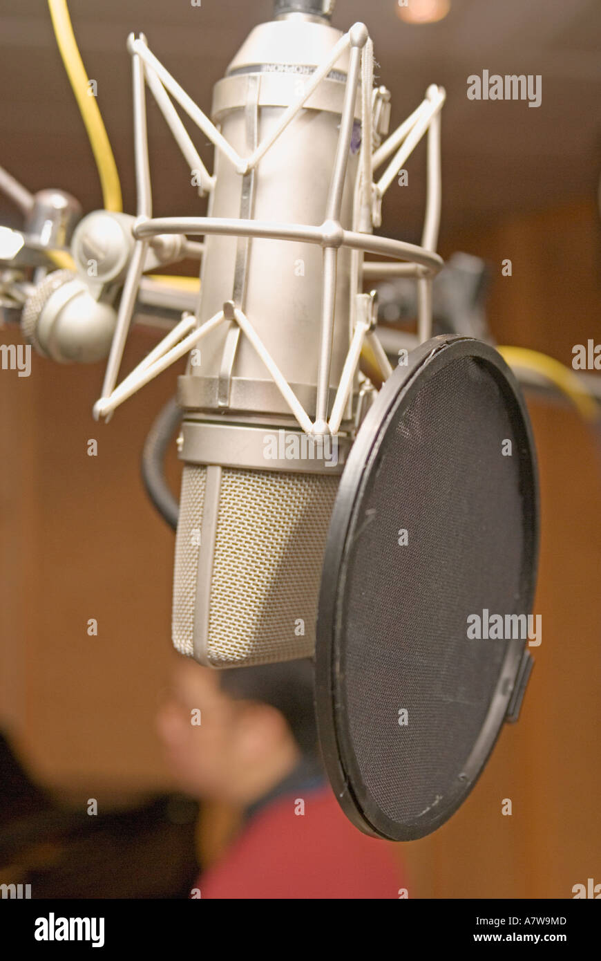 Close up of Newman u87 tube condenser mic microphone in music recording studio Stock Photo Alamy