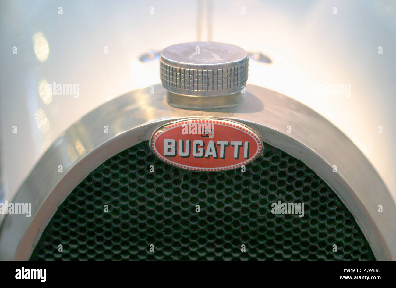 The nameplate of a classic Bugatti car Stock Photo Alamy