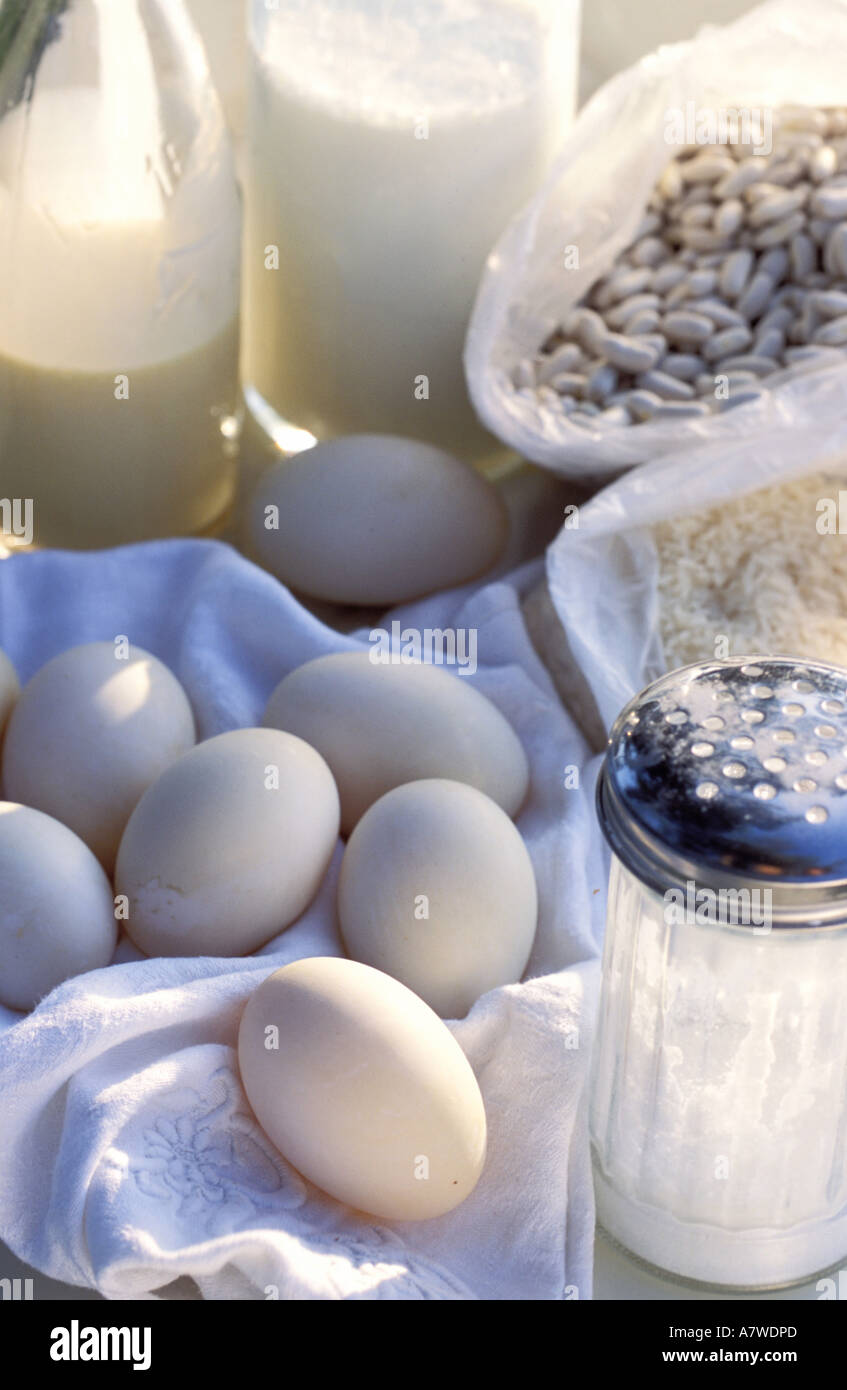 Milky products (eggs and milk Stock Photo Alamy